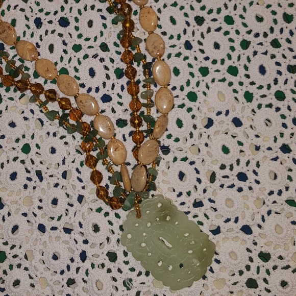Cookie Lee multi strand jade, rose quartz necklace - Picture 1 of 4